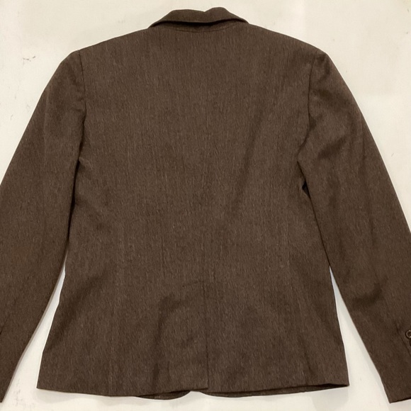 Bill Brass Herringbone Leather Trim Tailored Blazer - Picture 5 of 5